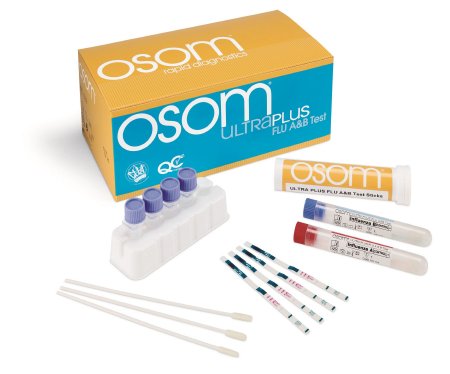 Rapid Test Kit OSOM® Ultra Plus Infectious Disease Immunoassay Influenza A + B Nasal Swab / Nasopharyngeal Swab Sample 25 Tests CLIA Waived (25TESTS/KT 18KT/CS) by Sekisui Diagnostics, LLC  ID 1032